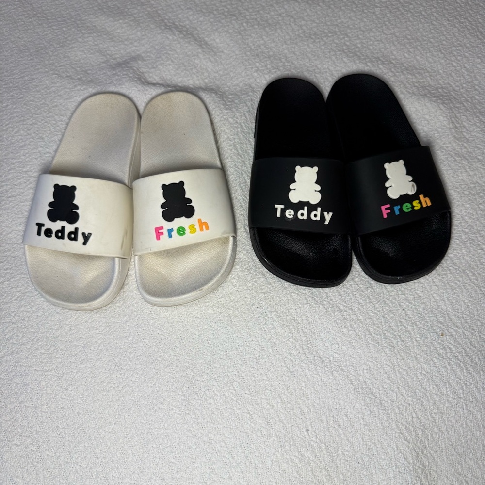 Teddy Fresh Slide Sandals - TWO PAIRS - Black and White